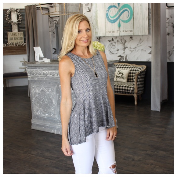 Infinity Raine Tops - ✨LAST ONE✨Peplum Herringbone Sleeveless Tunic